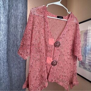 Kaktus Coral Mesh Knit Top